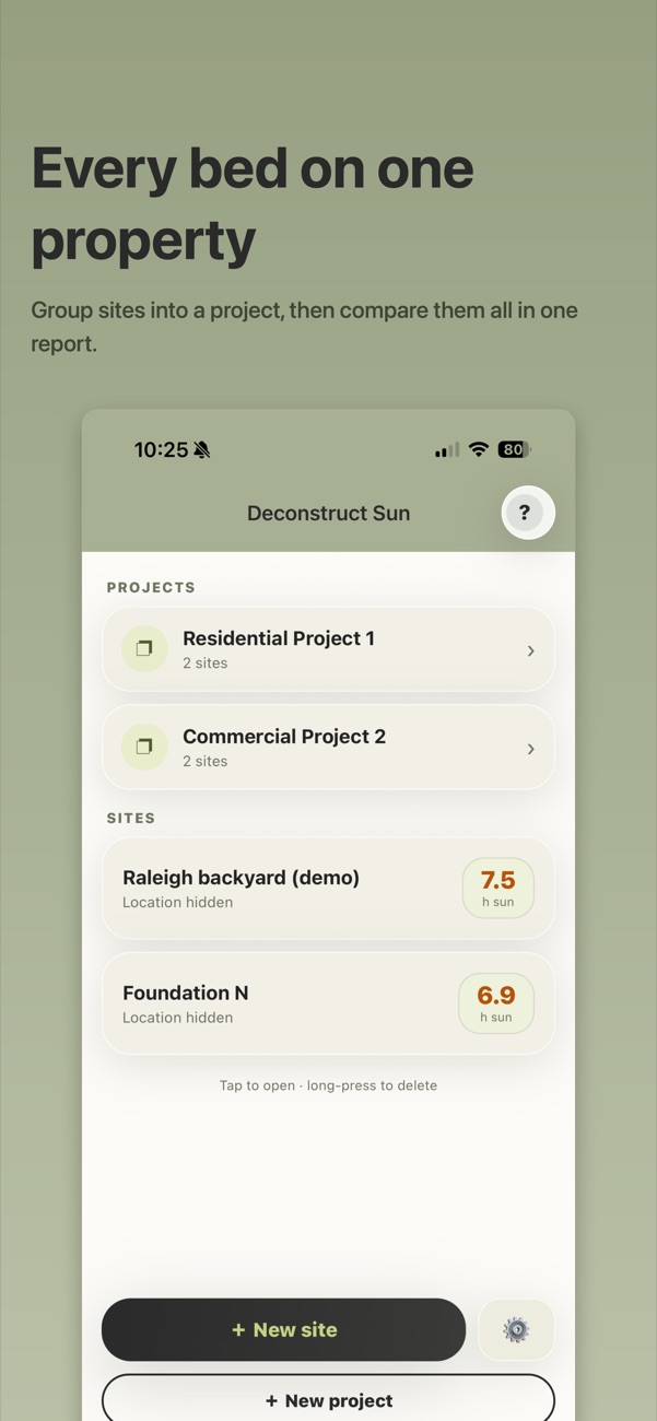 Deconstruct Sun screenshot: Group spots into projects